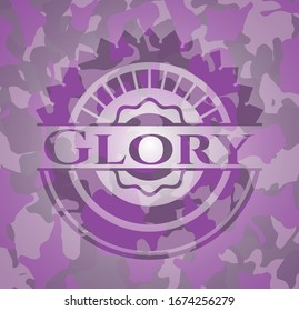 Glory pink and purple camo emblem. Vector Illustration. Detailed.