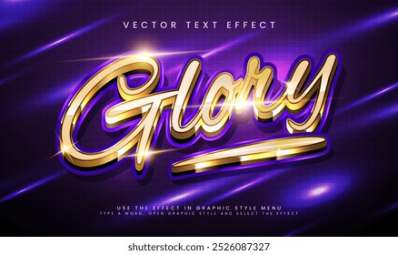 Efecto de texto de Vector editable púrpura gloria, con concepto de lujo dorado