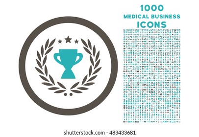 Glory rounded vector bicolor icon with 1000 medical business icons. Set style is flat pictograms, grey and cyan colors, white background.
