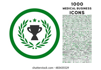 Glory rounded vector bicolor icon with 1000 medical business icons. Set style is flat pictograms, green and gray colors, white background.