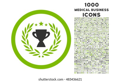 Glory rounded vector bicolor icon with 1000 medical business icons. Set style is flat pictograms, eco green and gray colors, white background.