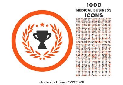 Glory rounded vector bicolor icon with 1000 medical business icons. Set style is flat pictograms, orange and gray colors, white background.