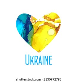 Glory to Ukraine. Blue yellow heart. No war. Vector illustration