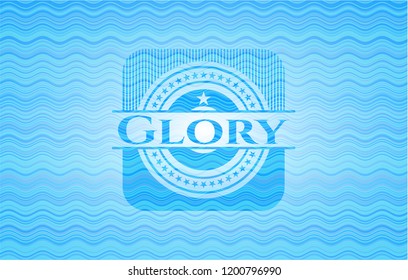Glory water concept badge background.