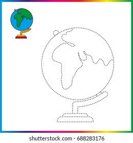 GLOSE, connect the dots and coloring page. Worksheet - game for kids. Restore dashed line - trace game for children. 