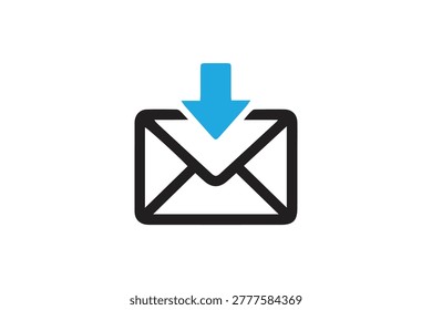 Glossary 3D vector illustration of an e-mail icon and web button design featuring a mail envelope symbol for internet business contact and data message download