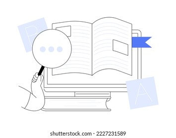 Glossary abstract concept vector illustration. Website element, company web page, menu bar, reference source, terms and explanations, glossary, professional dictionary, UI abstract metaphor.