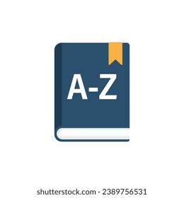 Glossary book icon in flat style. Guidebook encyclopedia vector illustration on isolated background. A-Z notebook sign business concept.