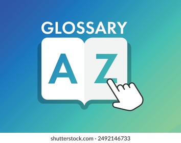Glossary book icon in flat style. Guidebook encyclopedia vector illustration on isolated background. A-Z notebook sign business concept.