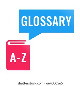 Glossary. Book icon. Flat vector illustration on white background.