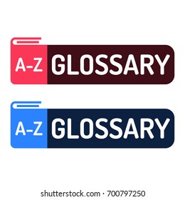 Glossary. Book Icon. Set Of Flat Vector Illustrations On White Background.