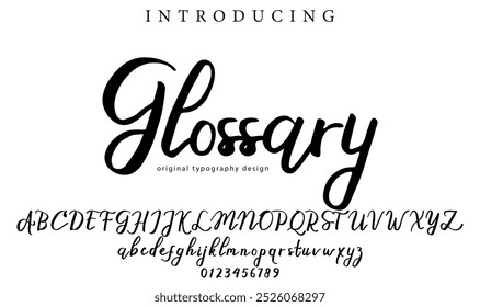 Glossary  Font Stylish brush painted an uppercase vector letters, alphabet, typeface