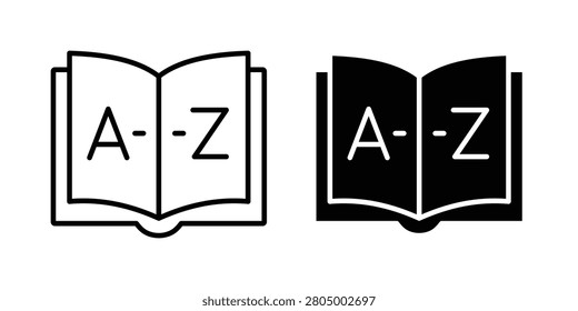Glossary icons in different styles. Simple icon design