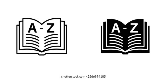 Glossary icons in outline and fill. vector illustration for ui.