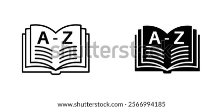 Glossary icons in outline and fill. vector illustration for ui.