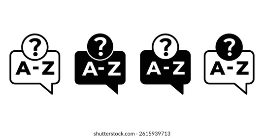 Glossary Icons A Z with Question Mark Vector Design Illustration Set