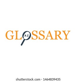 Glossary text. Flat design. Vector text on white background