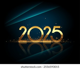 glossy 2025 golden new year background with empty space vector