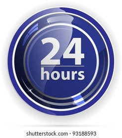 Glossy 24 hours Service button for web applications. vector format