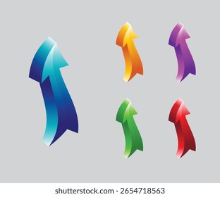 Glossy 3d arrow icons progress direction and growth