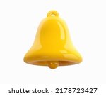 Glossy 3D bell isolated on a white background. 3D rendering of a yellow bell. Figurine, object for decoration. Realistic Vector Icon