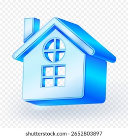 Glossy 3D blue house icon with modern design, featuring windows and roof details. Perfect for real estate, web design, and home related apps. Isolated on transparent background. Vector illustration.
 - Powered by Shutterstock - Get 15% off with code: PIKWIZARD15