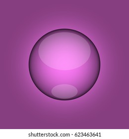 Glossy 3d button purple on a monophonic background. Bulky button. vector illustration. Beautiful highlights. EPS 10