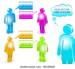 Glossy 3D chat session or global communication