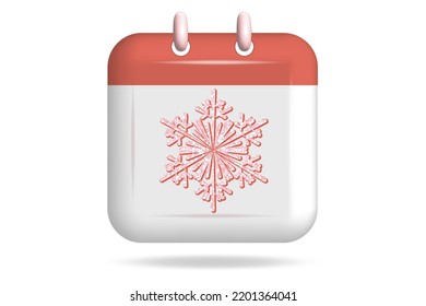 Glossy 3d Christmas advent calendar in plastic cartoon style on white. Christmas and New Year Celebration symbols. Winter holidays calendar card design. Winter realistic 3d vector illustration