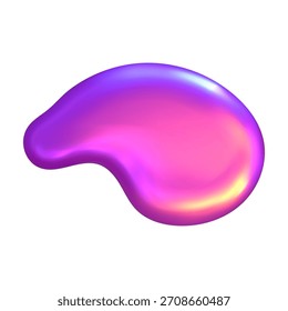 Gota brillante del cromo 3D con brillo líquido. La forma Abstractas Y2K irradia luz metálica suave y movimiento de cromo 3D de ensueño.