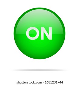 Glossy 3D colorful power button, on/off icon on white background, vector illustration