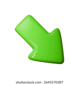 Glossy 3D green arrow vector illustration highlighting themes of success, progress, and direction. Ideal for presentations, infographics, and web design projects. Sustainable and eco-friendly concept.