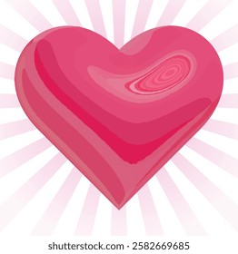 Glossy 3D Heart with Abstract Swirls – Romantic Valentine’s Day Background