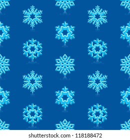 Glossy 3d Modern Deep Blue Snowflakes Pattern