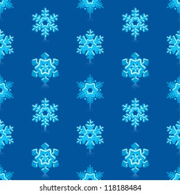 Glossy 3d Modern Deep Blue Snowflakes Pattern