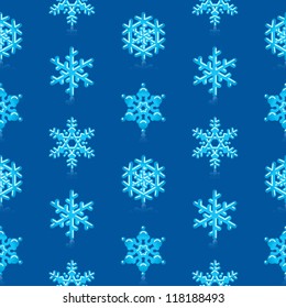 Glossy 3d Modern Deep Blue Snowflakes Pattern