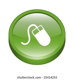 Glossy 3D Mouse Sign Icon Button