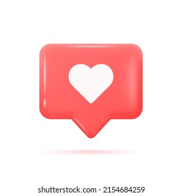 glossy 3d notification icon like. icon for social networks or apps. vector illustration isolated on white background.