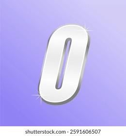 Glossy 3D Number Zero with Sparkling Effect on Gradient Purple Background Typography Design for Achievements, Rankings, and Celebrations