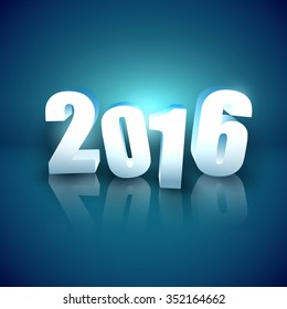 Glossy 3D numbers on blue background - New Year 2016