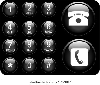 Glossy 3D phone pad icons.