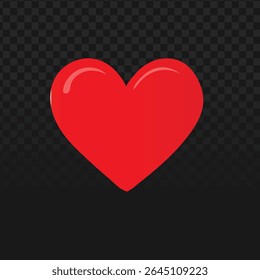 Glossy 3D red heart with soft highlights, perfect for Valentine’s Day designs, love-themed branding, and romantic invitations