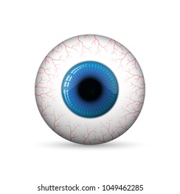 Glossy 3d round eye. Vector illustration. Shiny eye isolated