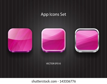 Glossy 3d square purple app icons set