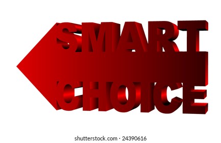 glossy 3D stylized smart choice vector with arrow