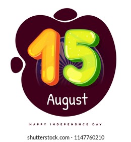 Glossy 3d text 15 August in Indian flag color for Happy Independence Day celebration.