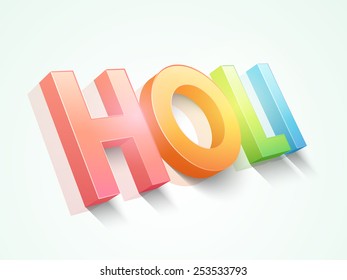 Glossy 3D-Text Holi für indisches Festival der Farben Feiern, kann als Poster oder Banner-Design verwendet werden.