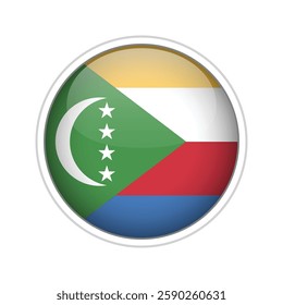Glossy 3D vector flag of Comoros with realistic details