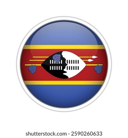 Glossy 3D vector flag of Eswatini with realistic details