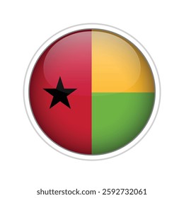 Glossy 3D vector flag of Guinea-Bissau with modern design